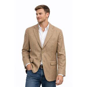Alan Flusser Linen Blend Sport Coat Blazer Tan 44R Classic Ivy Preppy